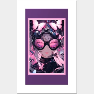 Aesthetic Anime Girl Rosa Pink Black | Quality Aesthetic Anime Design | Premium Chibi Manga Anime Art Posters and Art